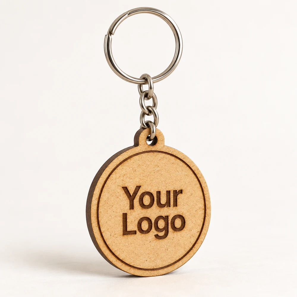 Round MDF Medallion Keychain